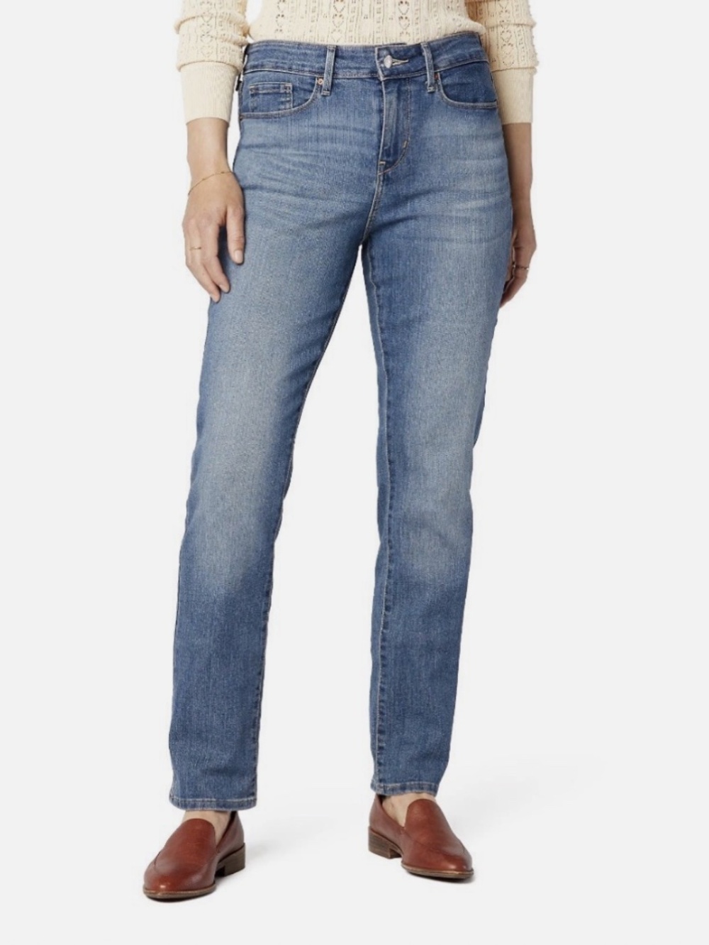 Signature by Levi Strauss Mid Rise Straight Women's 10 Short Light Blue Jeans